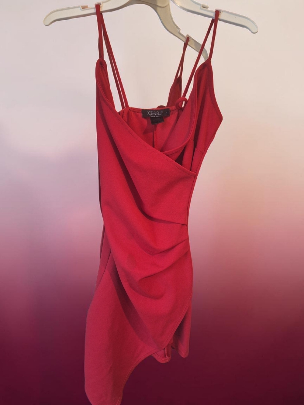 Joe & Elle Fuchsia Draped Asymmetric Mini Dress
